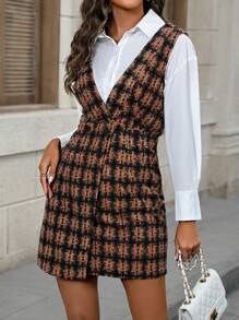 SHEIN Clasi Robe À Bretelles À Carreaux