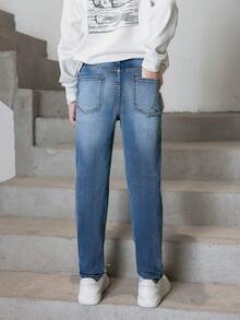 Tween Boy Ripped Washed Jeans - Light Wash - View 2