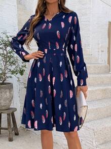 Chiquease 女性羽毛印花百褶裙