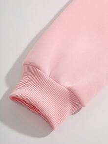 SHEIN EZwear 女士保暖内衬运动衫，带标语印花 - 粉色 - 查看 3