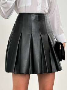 SHEIN Pleated Pu Skirt