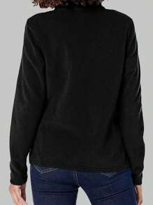 INAWLY Zippered Stand Collar Long Sleeve Jacket