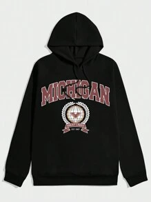 男士字母印花卫衣 - 黑色 - 查看 4