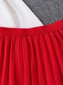 SHEIN Girls' (big) Striped Sweater And Skirt Sweater Set - Red - View 5