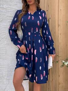 Chiquease 女性羽毛印花百褶裙