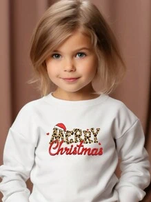 男孩聖誕印花保暖衬里運動衫 - 白色 - 查看 3