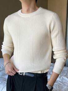 DAZY Men's Round Neck Long Sleeve Sweater - Apricot - View 6