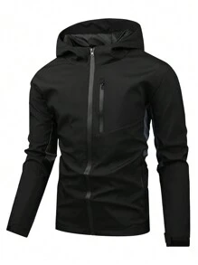 男士拉鍊運動外套 - 黑色 - 查看 1