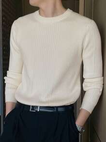 DAZY Men's Round Neck Long Sleeve Sweater - Apricot - View 3