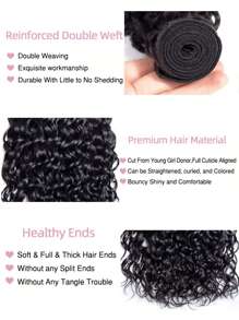Water Wave Human Hair Bundles 1 Piece Natural Hair Extensions 100% Human Hair Weave For Women - Natural Black - View 4