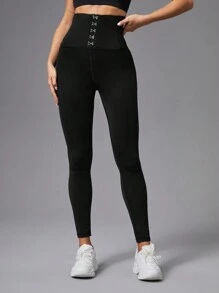 SHEIN Yoga Basic Của phụ nữ Quần Xà cạp thể thao Với Túi - màu đen - Xem 4