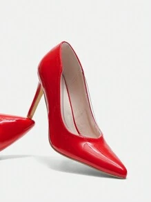 女士時尚紅色高跟鞋 - 酒紅色 - 查看 7
