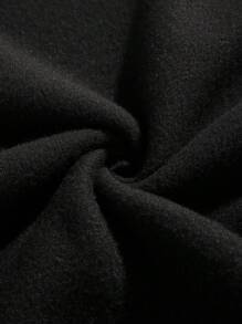 SHEIN EZwear Của phụ nữ Slogan In áo có mũ Lông cừu Áo nỉ - màu đen - Xem 8