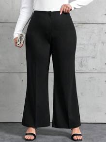 RueChic Pantalones Acampanados De Talla Grande Para Mujer - Negro - Ver 1