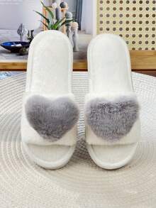 女士冬季毛茸茸拖鞋,夏季戶外2023新款韓國仙女風牛仔短裙芭蕾平底鞋,新款女拖鞋,適合室內外穿著,仙女韓國平底鞋 - 灰色 - 查看 6