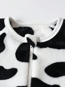 SHEIN Mono con forma de vaca y decoración de cola peluda para bebés niños, ropa de casa - Multicolor - Ver 6