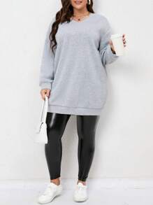 Calvaya Plus Drop Shoulder Sweatshirt Graduation,Teacher,Back To School Pullover Fall Winter Autumn - Light Grey - View 3