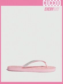 Grefit Women Glitter Outdoor Slippers, Fashionable Flip Flops For Outdoor - Pink - View 3