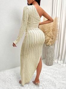 SHEIN Slayr One Shoulder Asymmetrical Hem Dress - White - View 2