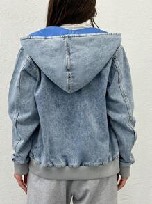 RueChic Women's Hooded Denim Jacket - Medium Wash - View 2