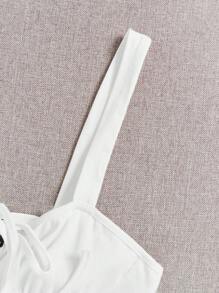 Muchica Knot Detail Asymmetrical Hem Cami Top - White - View 4