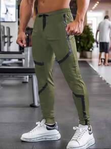 Manfinity Sport Corelite 男士抽繩運動褲 - 軍綠色 - 查看 1