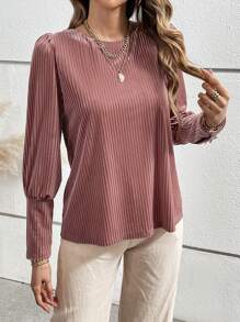 Chiquease Camisa De Cuello Redondo Con Botones Traseros Para Mujer - Rosa - Ver 5