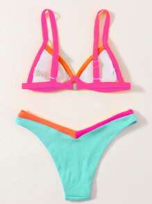 Swim SPRTY Bộ bikini tam giác bó sát tương phản bãi biển mùa hè, Bikini đi nghỉ - Nhiều màu - Xem 2