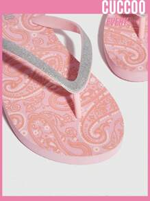Grefit Women Glitter Outdoor Slippers, Fashionable Flip Flops For Outdoor - Pink - View 4
