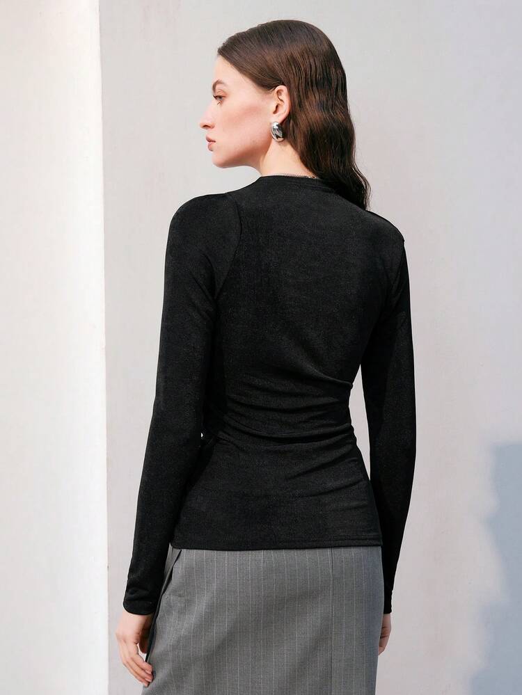 Women's Solid Color Hollow Out Shoulder T-shirt