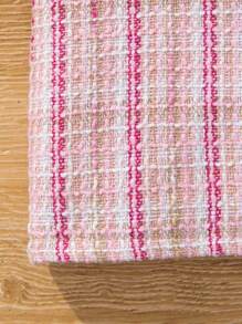 SHEIN Tween Girls' Tweed Puff Sleeves Button Detail Dress - Multicolor - View 6