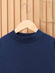 SHEIN 男童拼貼細節運動衫和慢跑褲套裝 - 藏蓝色 - 查看 6