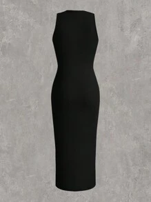 SHEIN EZwear 大码针织纯色紧身连衣裙