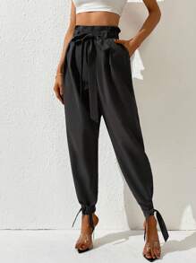 Chiquease 女式純色踝帶錐形褲 - 深灰色 - 查看 1