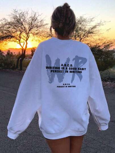 Sudadera con estampado de slogan de hombros caídos