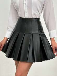 SHEIN Pleated Pu Skirt