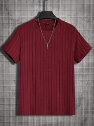 Manfinity BRENVOR Men's Round Neck Short Sleeve Knitted T-Shirt, Summer