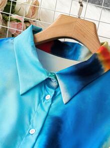 SHEIN Unity 大尺碼紮染正面紐帶連身裙 - 彩色 - 查看 4