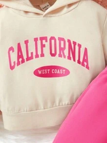 爸爸媽媽寶寶全家福,字母印花連帽衫+粉紅休閒褲,適合春秋冬季 - 彩色 - 查看 5