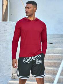 Manfinity Sport Corelite 男士字母拼接连帽运动卫衣 - 橘色 - 查看 3