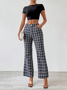 Chiquease Karierte Ausgestellte Hose Mit Schräger Tasche