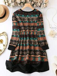 EMERY ROSE Plus Geo Print Tee Dress - Multicolor - View 2