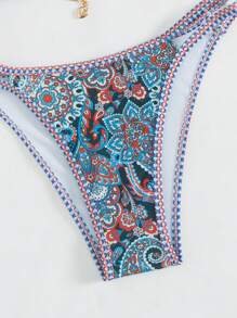 SHEIN Swim Summer Beach Women's Floral Print Bikini Set - Multicolor - View 5