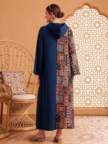 Al Najma 女士花卉印花連帽裙 - 藍色 - 查看 6