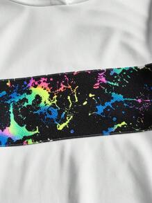 Muchica Knitted Set For Women: Graffiti Print Hoodie And Sweatpants, With Luminous Design - White - View 6