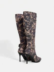 Star & Buckle Decor Knee-High Boots - Brown - View 8