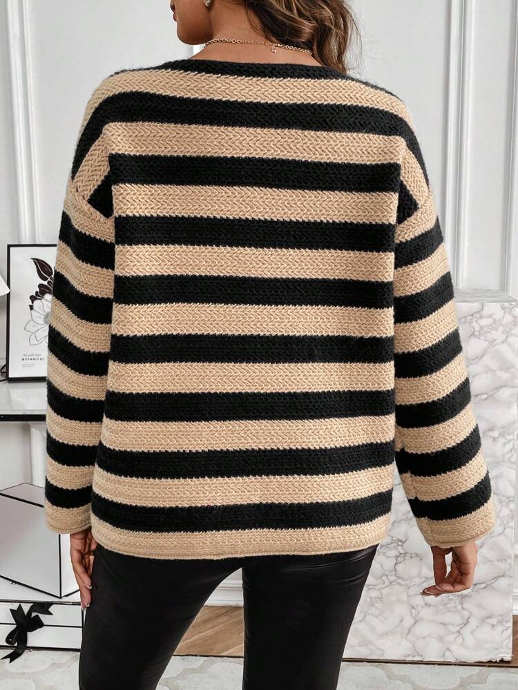 Women's Striped Drop Shoulder Sweater