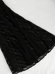 SHEIN PUNK Kích thước lớn Của phụ nữ Ren Vá lại Tay áo chuông Váy có thắt lưng - màu đen - Xem 5