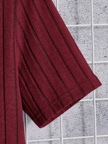 Manfinity BRENVOR Men's Round Neck Short Sleeve Knitted T-Shirt, Summer - Burgundy - View 3