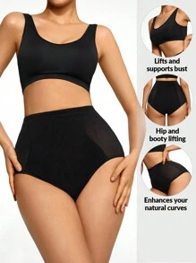 SHEIN Shape Einfarbig hoher Taille, Figurformende Unterwäsche mit Set